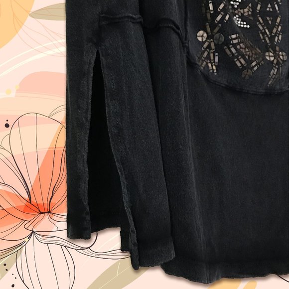 Free People Distressed Metallic Embellished top 🖤✨ - Picture 5 of 5